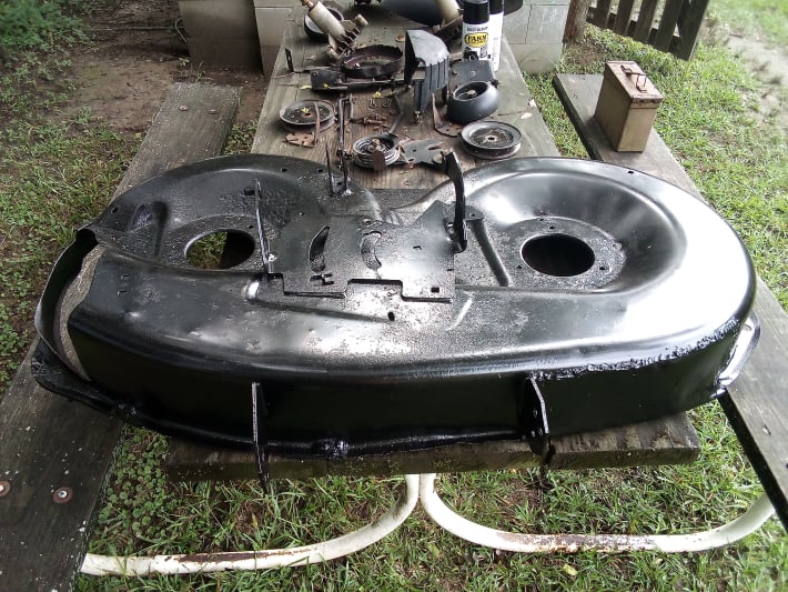 cleaning mower deck & painting