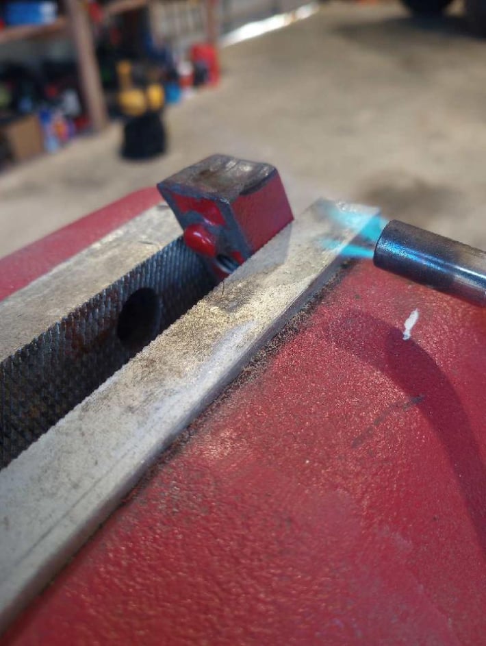 heating roller block with torch