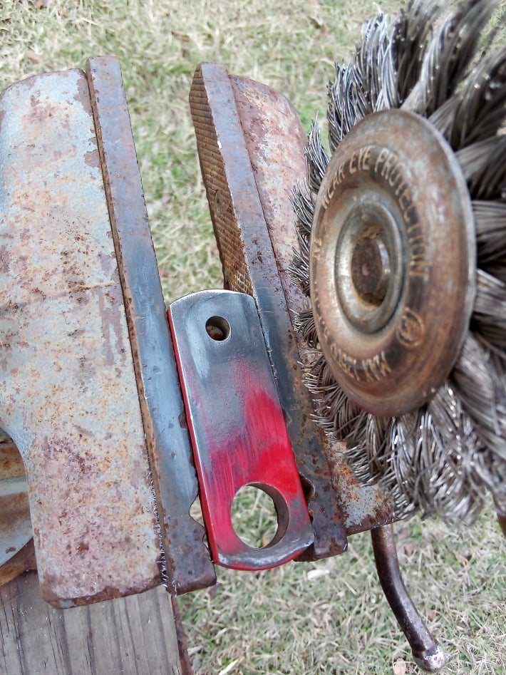wire wheel cleaning linkage parts