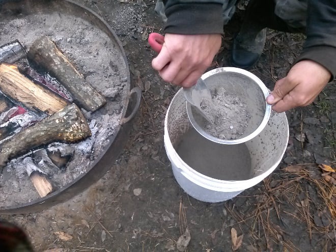 sifting hardwood ashes