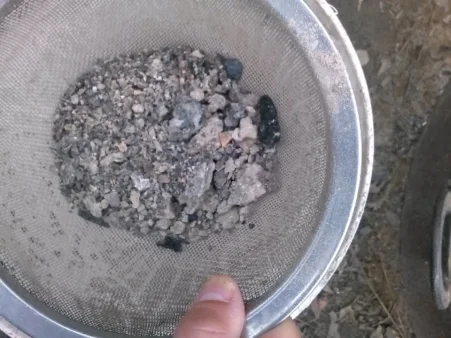 junk in strainer that came from ashes